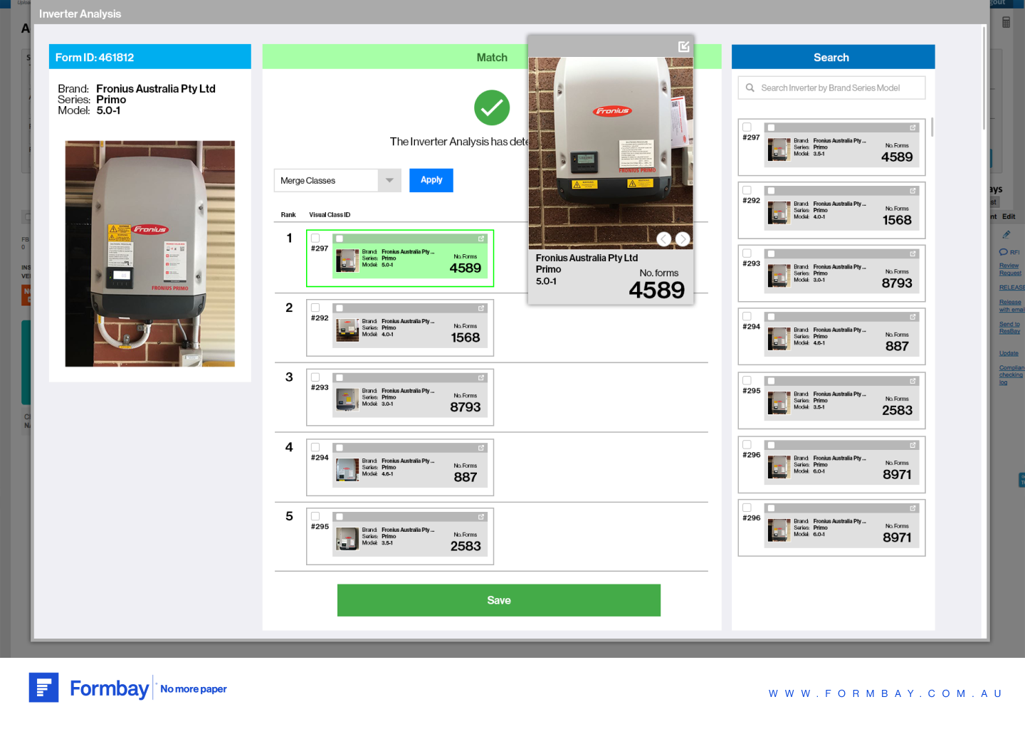 Screenshot of the Inverter Analysis User Interface